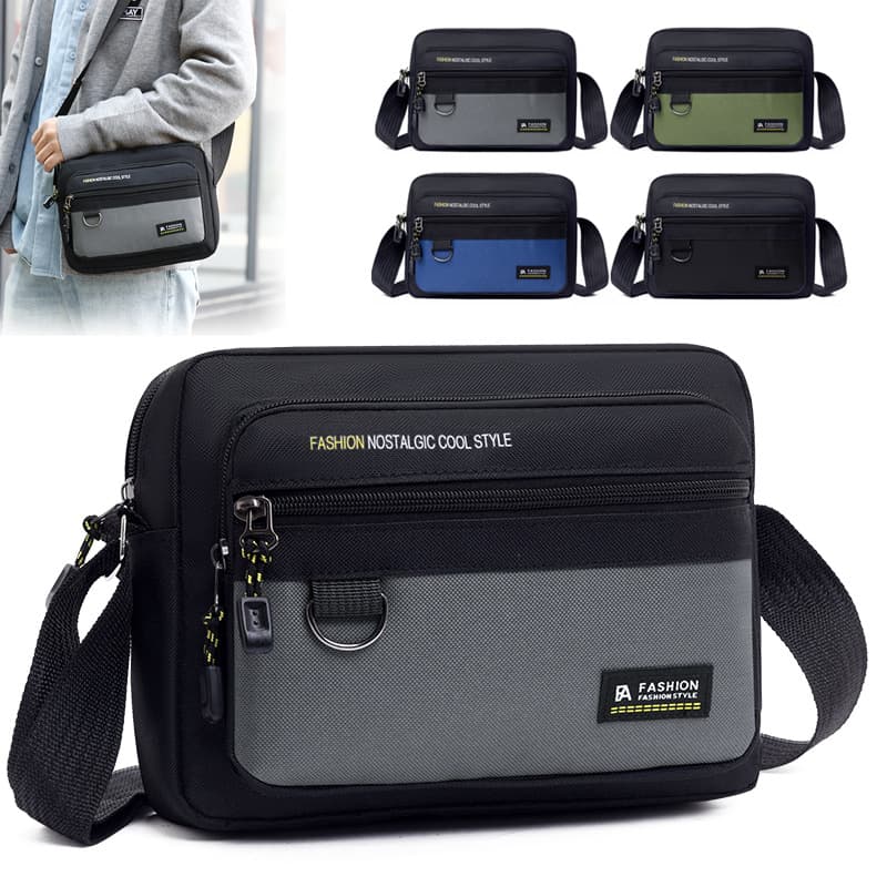 Men's Casual Crossbody Bag Fashion Simple Multi-layer Storage Business Shoulder Bag Oxford Cloth Material Daily Match
