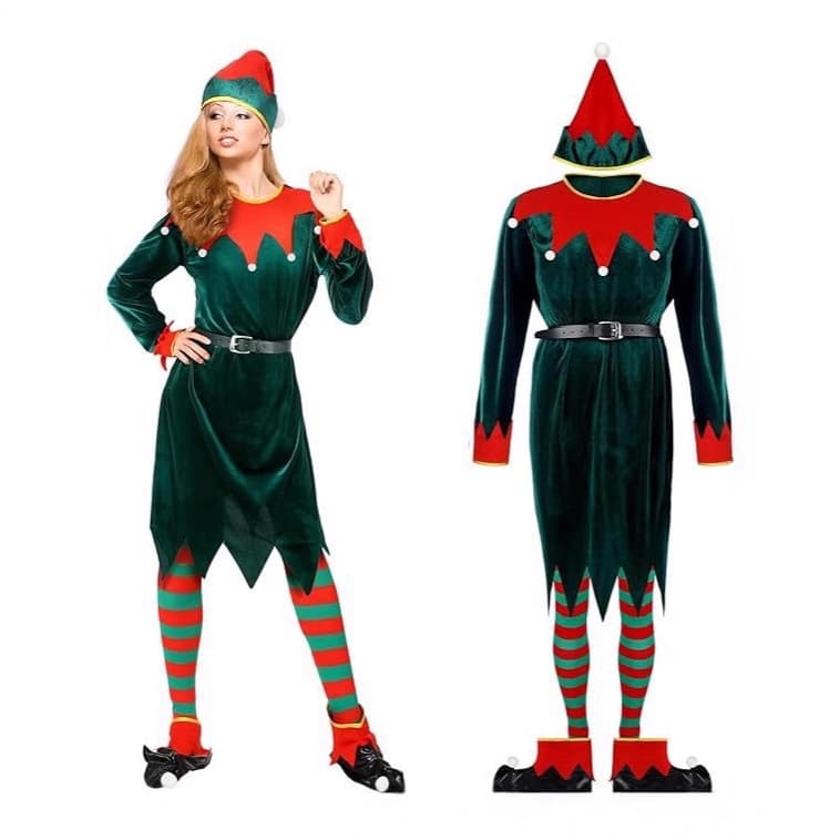 Christmas Performance Costume Set Women's Outfit Set Dress Christmas Elf Clothes Cross-Border Santa