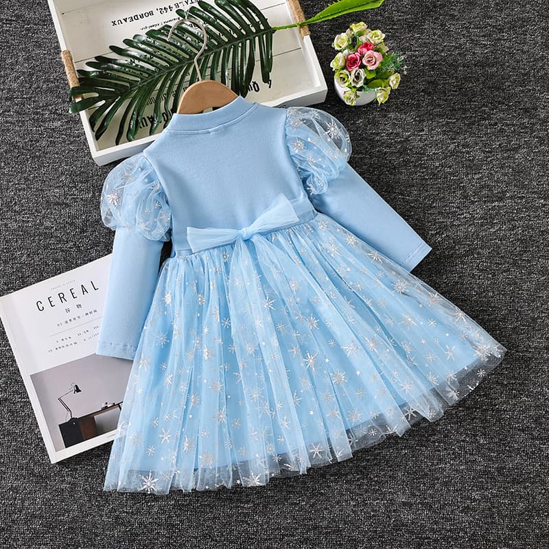 Girls' Dress 2025 Autumn Collection Frozen Style Elsa Princess Dress Long Sleeve Tulle Tutu Skirt