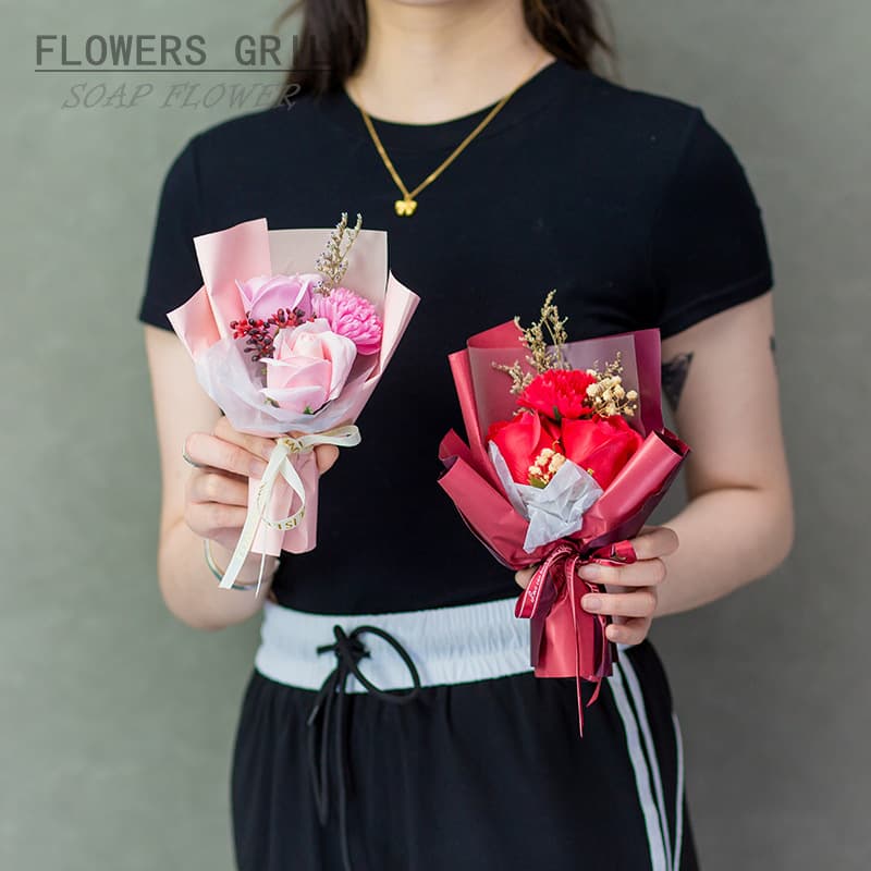 DiTui Hot Selling Valentine's Day Soap Flower Small Bouquet Soap Flower Rose Carnation Gift DiTui Gift Souvenir