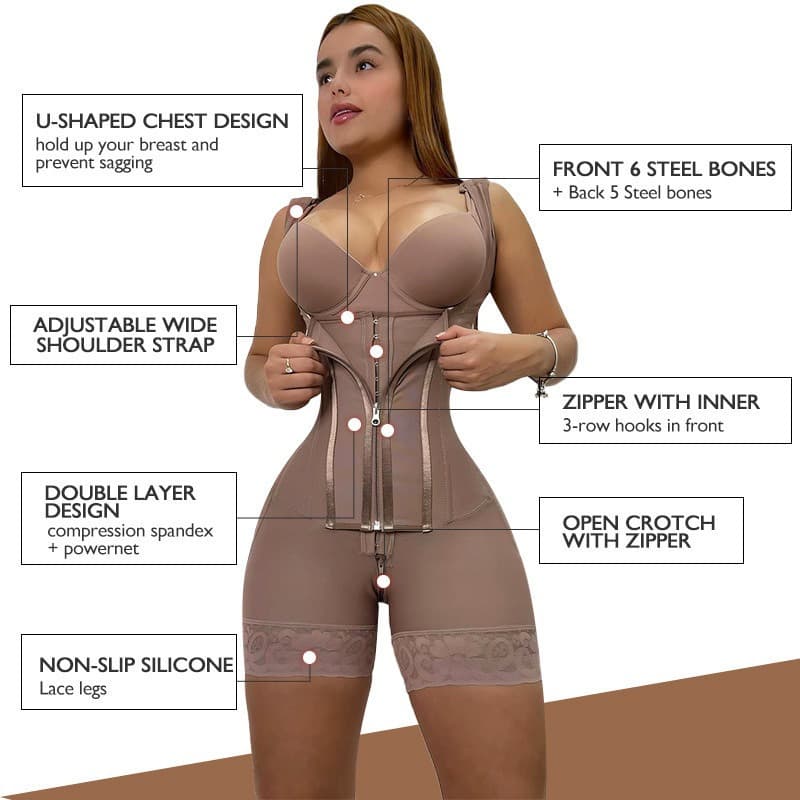 New Cross-Border Tummy Control Bodysuit with Straps, Butt Lifting Shapewear for Women, Slimming Corset, Chest Support, Hip Enhancer, One-Piece Body Shaper