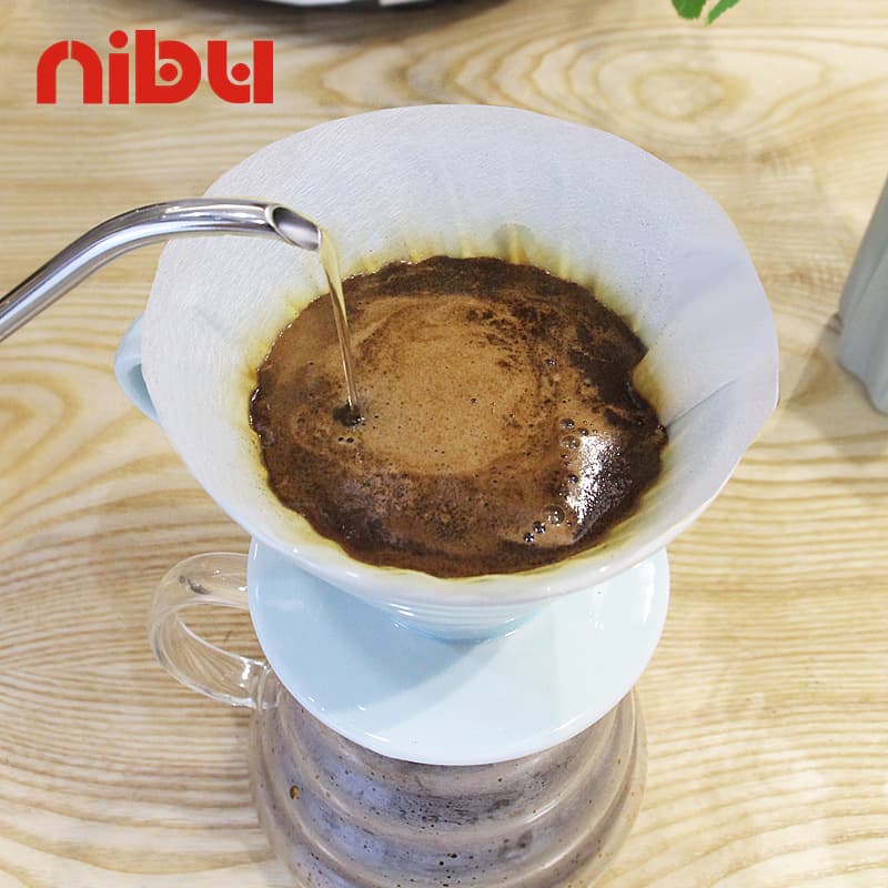 Nibu 50-Piece Pour-Over Coffee Filter Bags Coffee Powder Filter Paper Drip-Style Pour-Over Coffee Filters Cone V02