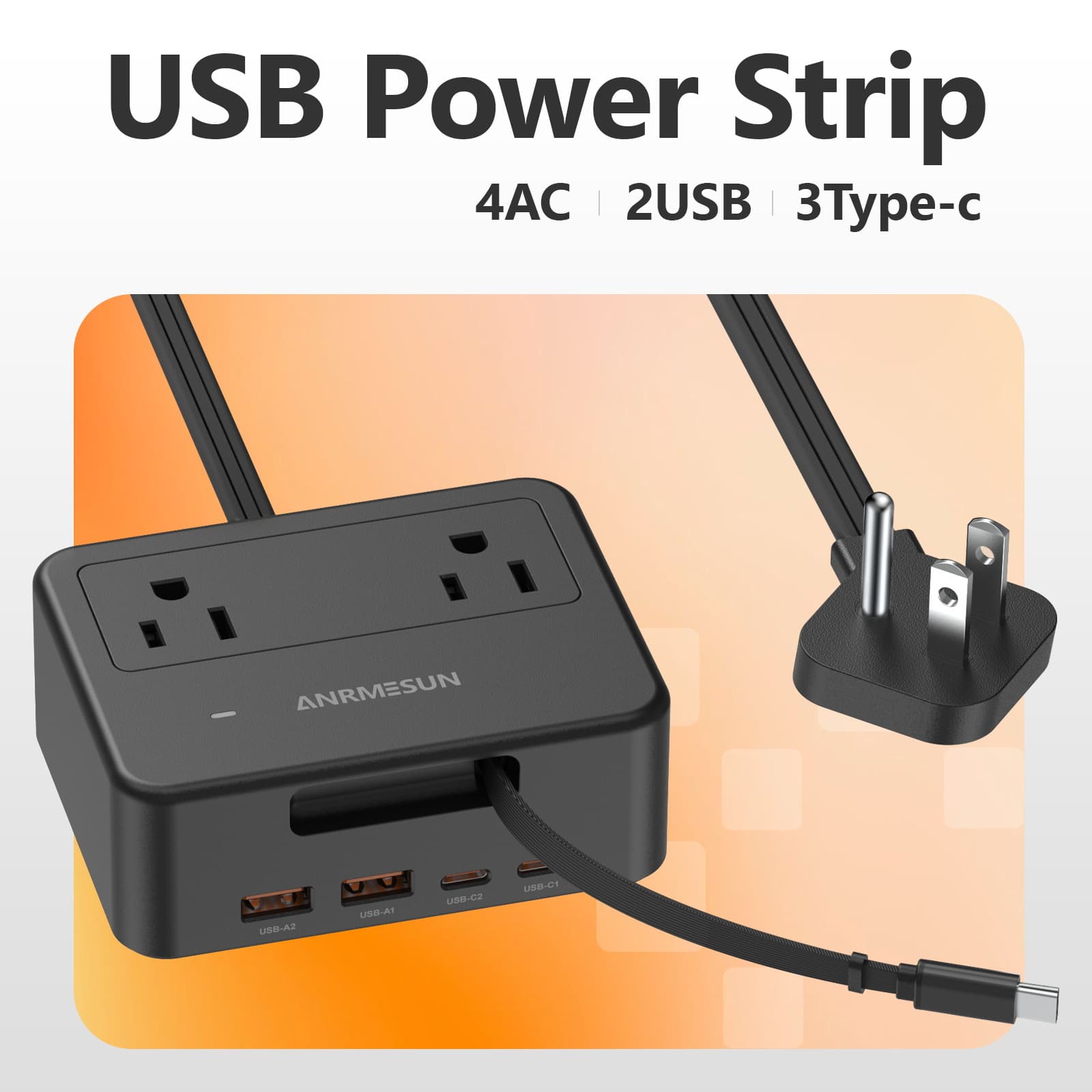 US Retractable Extension Cord Multi-Function Power Strip American Standard Portable Outlet Auto Rewind Reel
