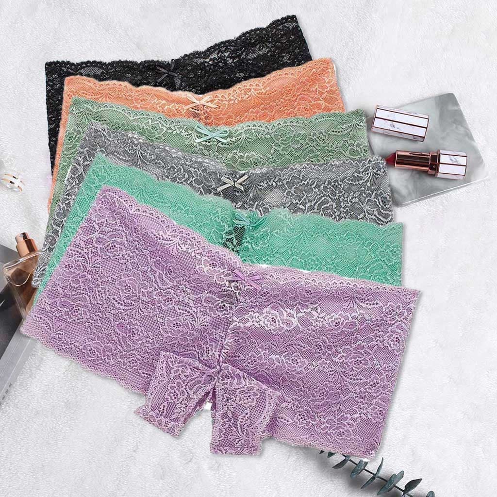 Women's Sexy Lace Trim Short Panty Briefs Low Waist Hip Wrap See-through Lingerie