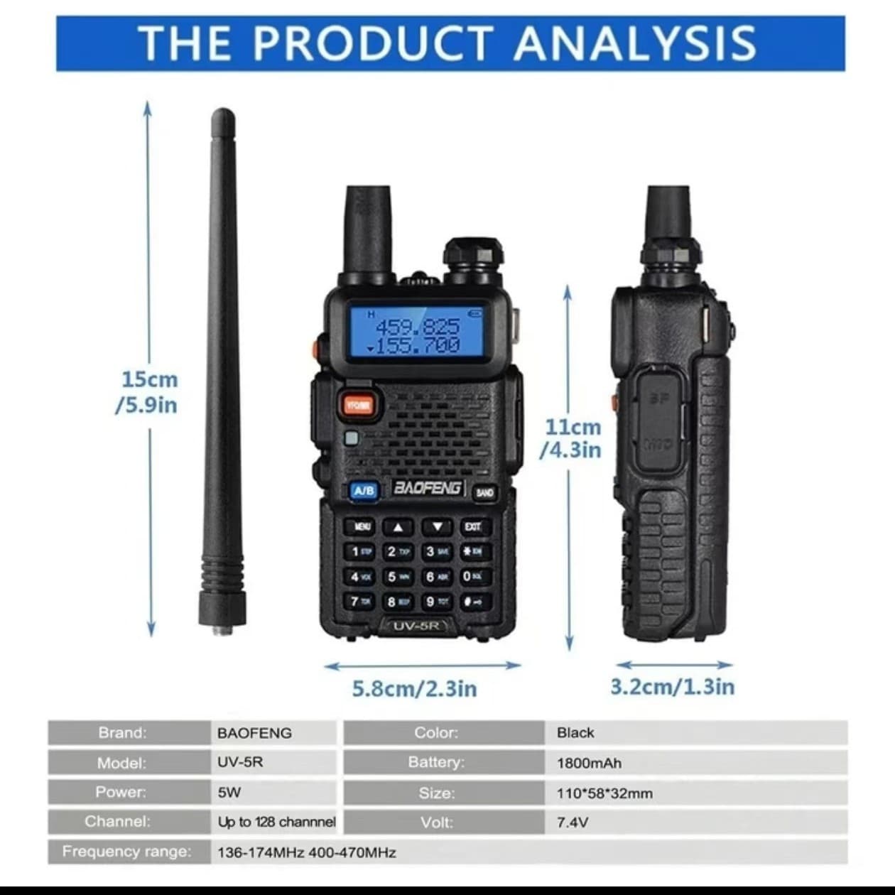 Baofeng BF-UV5R Two-Way Radio Civilian Handheld Walkie Talkie High Power Car Mount Handheld for Road Trips