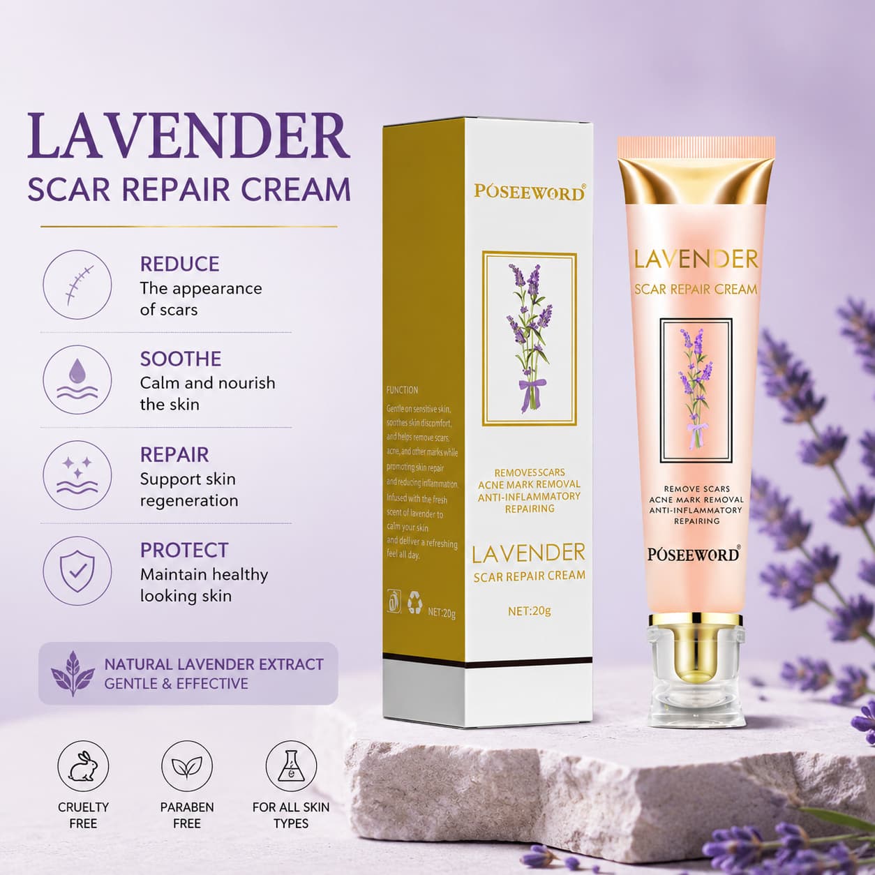 Cross-border lavender scar repair cream Lavender Scar Repair Cream facial acne mark cream