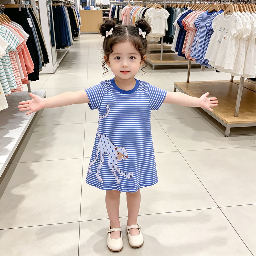 European and American style children's clothing and skirts, summer new girls' cotton princess dress, cartoon print pattern, best-selling casual dress