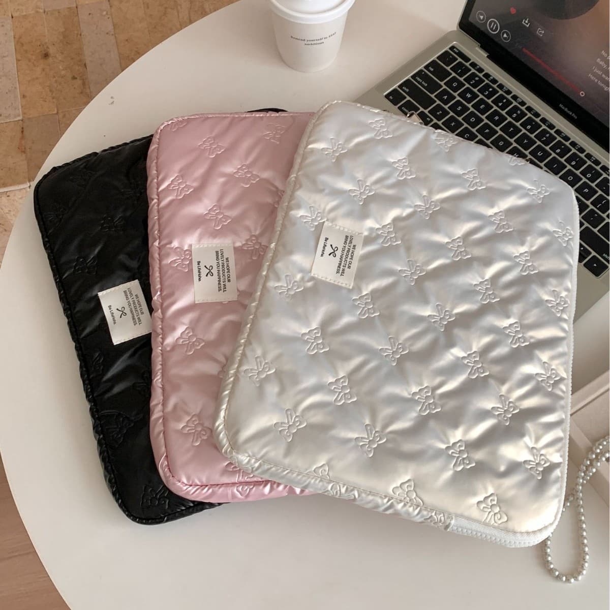 Cute iPad Storage Bag Cross-border Hot Selling Bow Ultrasonic 11-inch 13-inch 15-inch Laptop Sleeve
