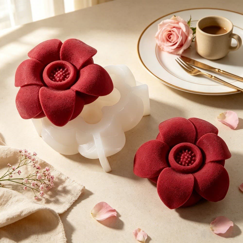 Six-Petal Silicone Mousse Cake Mold, Rafflesia Aroma Candle Handmade Soap Mold, Chocolate Pudding Mold