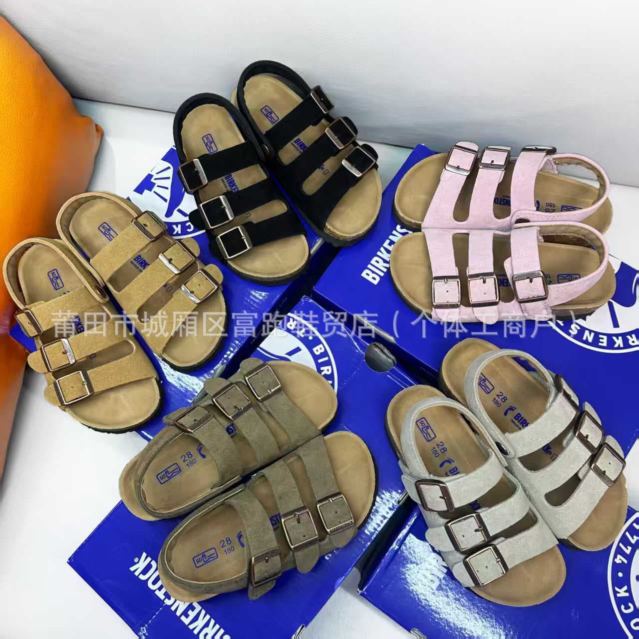 Putian Children's Shoes Bojia Three-Buckle Velcro Kids Sandals Cork Thick Sole Non-Slip Comfortable Versatile Flat Sandals