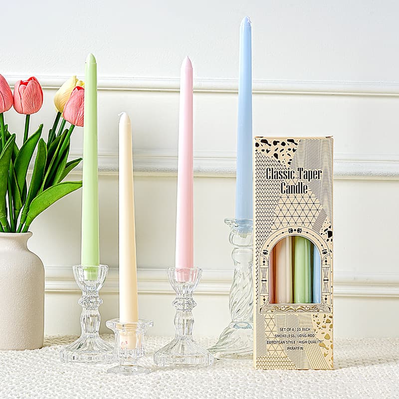 25CM European Long Stem Wedding Taper Candle Smokeless Home Atmosphere Decorative Romantic Candle Holder Candle
