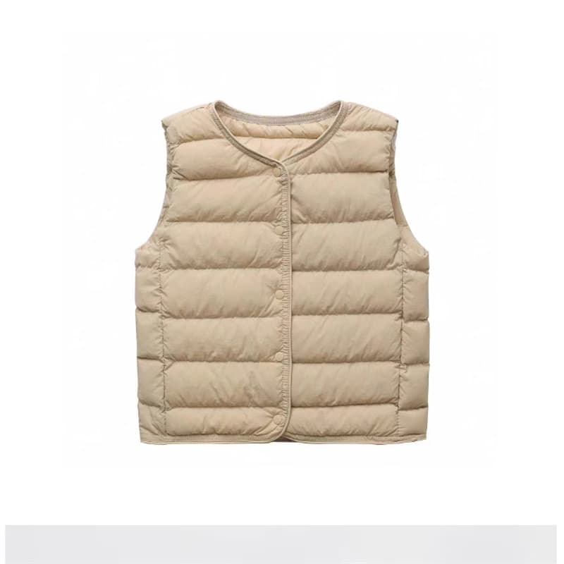 Cross-border New Children's Down Vest Boys Girls Collarless Inner 90% Down Middle Big Kids Warm Vest
