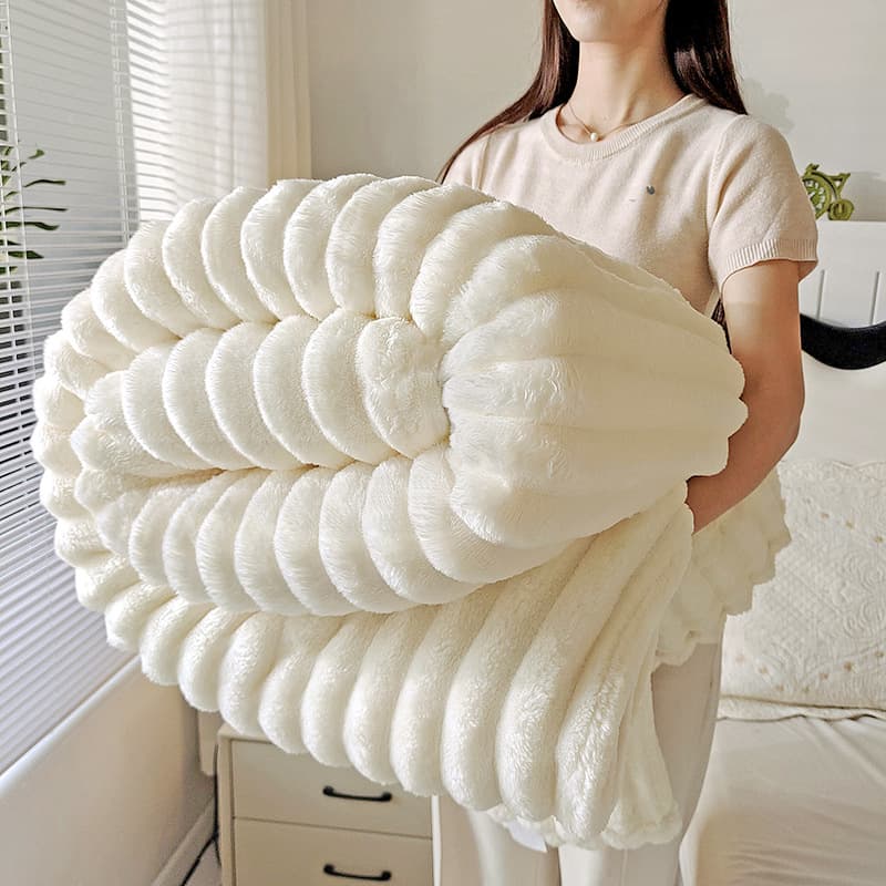 Cross-border drawn blanket winter double-sided blanket rabbit plush office nap air-conditioning blanket sofa cover bed sheet blanket