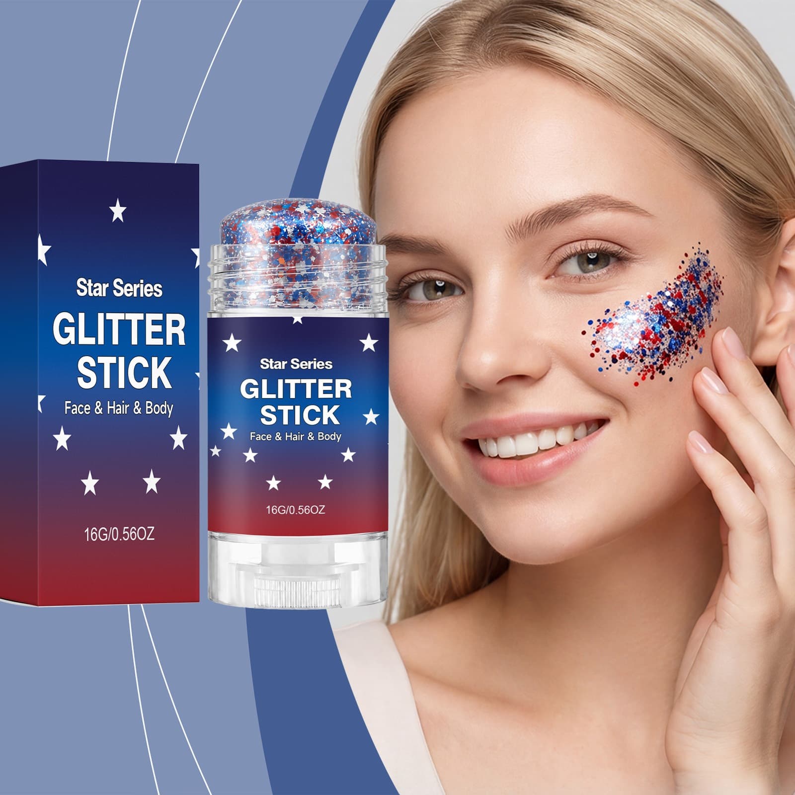 Glitter Makeup Stick, Moisturizing and Smooth Texture, Multi-Color Options, Not Easy to Scatter Powder, Date-Night Ambiance Makeup Look