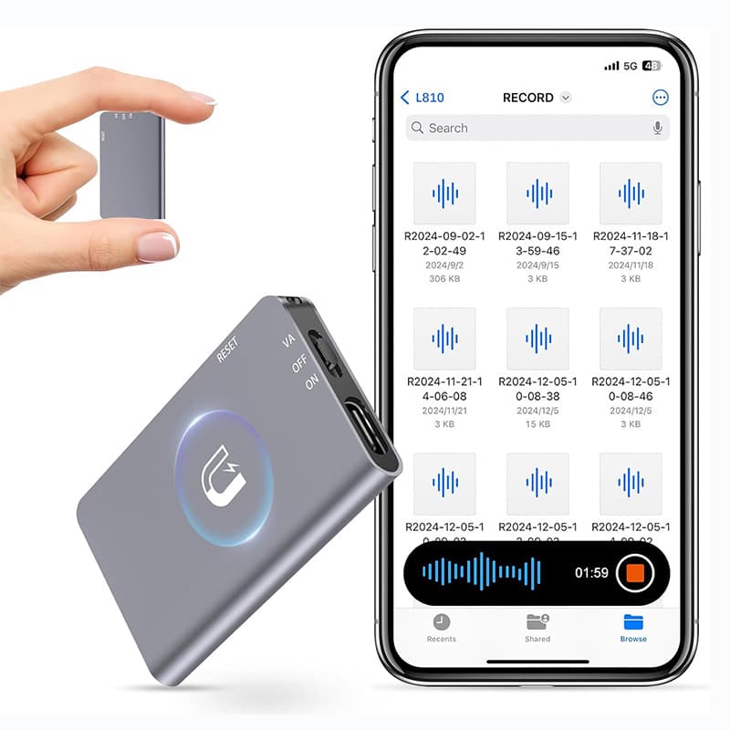Cross-border best-selling mini one-button voice recorder with magnetic attachment for conference headphones and recording devices for students and lawyers.