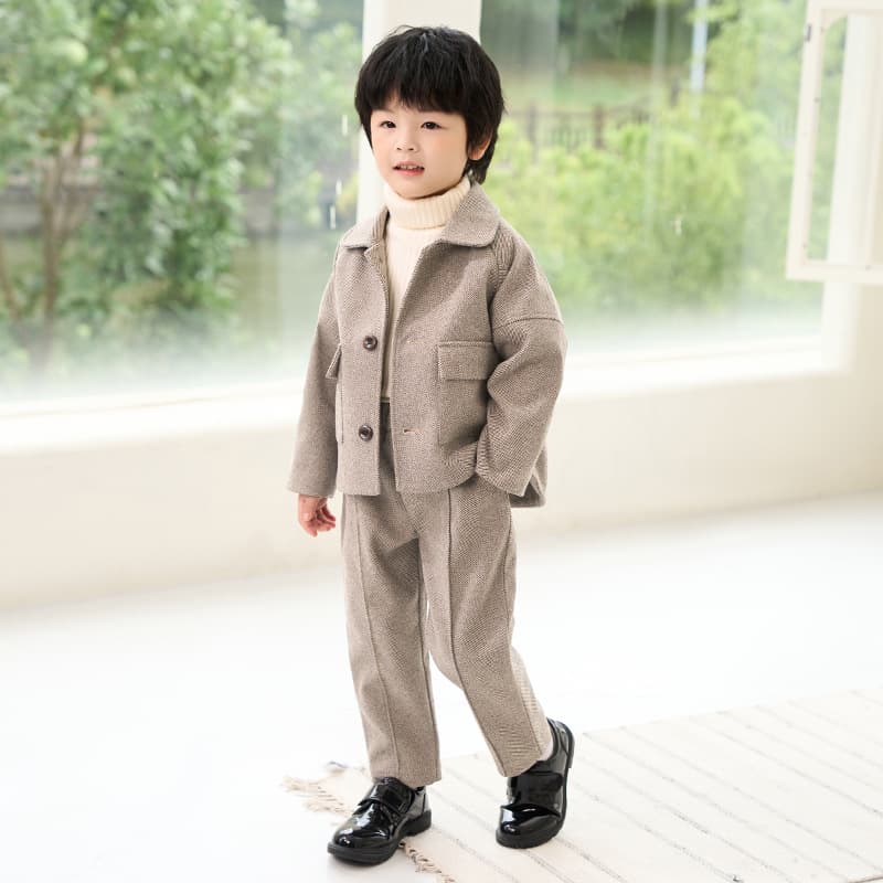 Children's Suit Autumn Winter British Gentleman Flower Boy Tuxedo Toddler Birthday Photography Outfit Boy Handsome Performance Suit