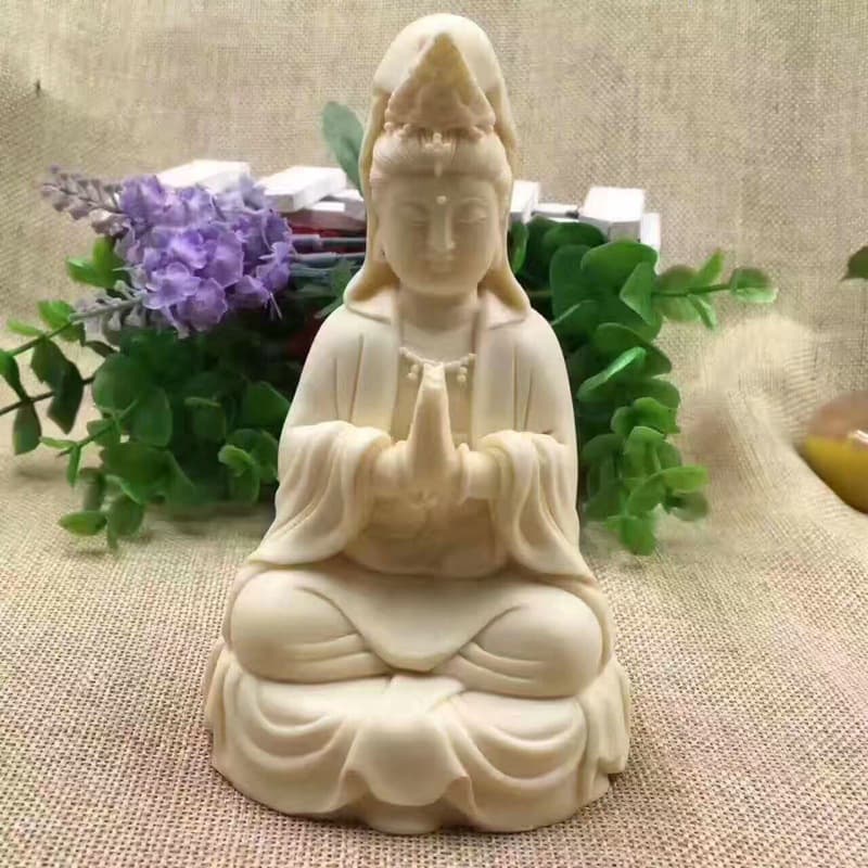 Ivory Nut Carved Sitting Meditation Guanyin Ornament Creative Craft Car Decoration Home Decoration Factory Wholesale
