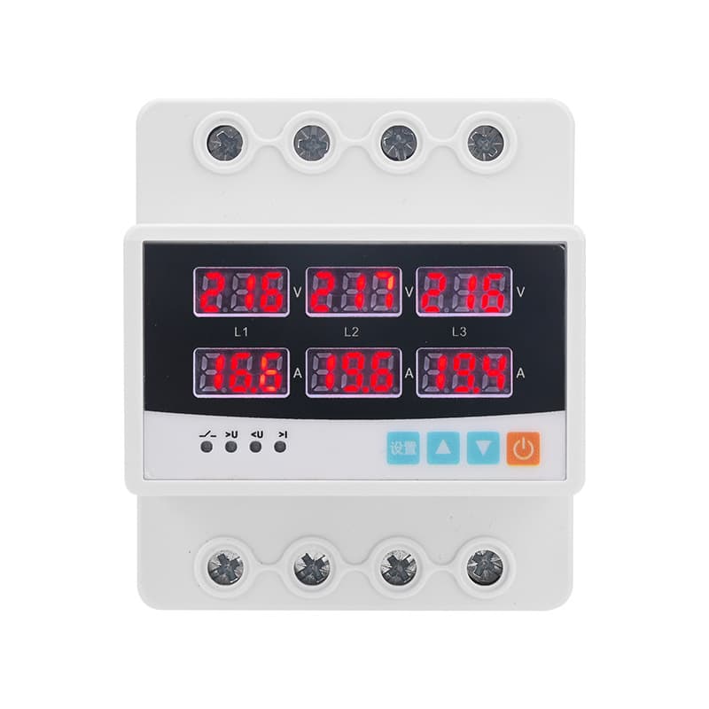 Source Factory Three-Phase Six-Display Over-Under Voltage Protector 220V Dual Power ATS Transfer Smart Switch Protector