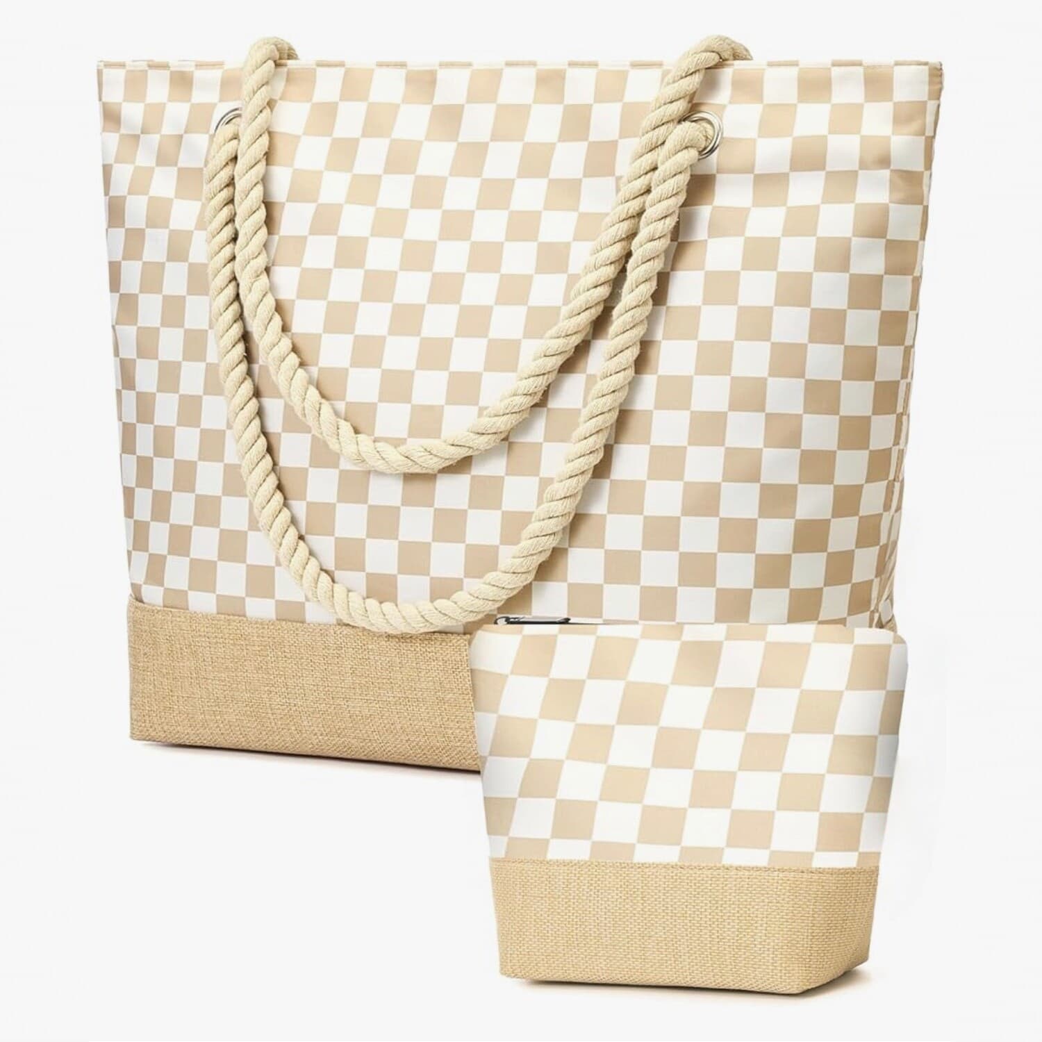 Tote Bags Exclusive Large Cotton Rope Beach Tote Set Fashion Women's Vacation Large Capacity Tote Bag