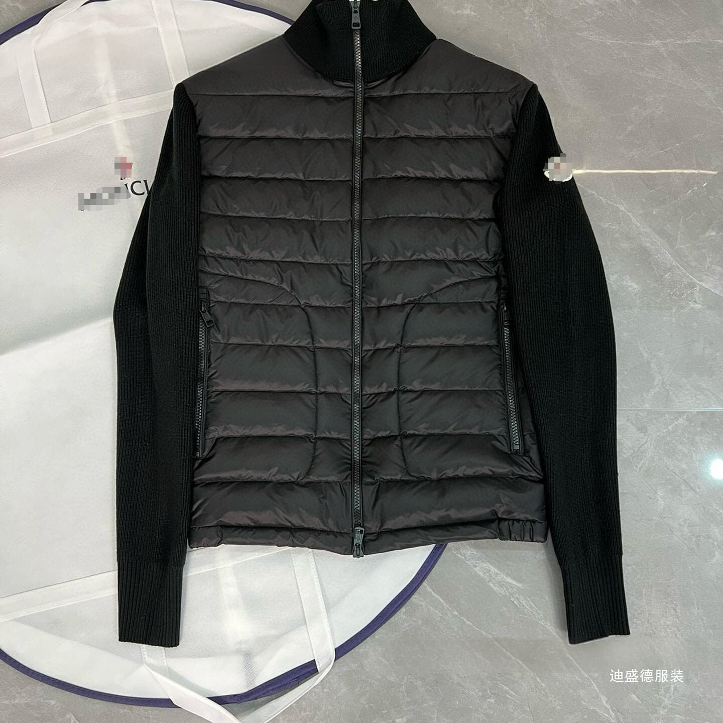 Cross-Border European Station Mengjia Knitted Patchwork Casual Rain Fleece Men's Warm Fashionable Slim-Fit Rain Fleece Jacket Cotton