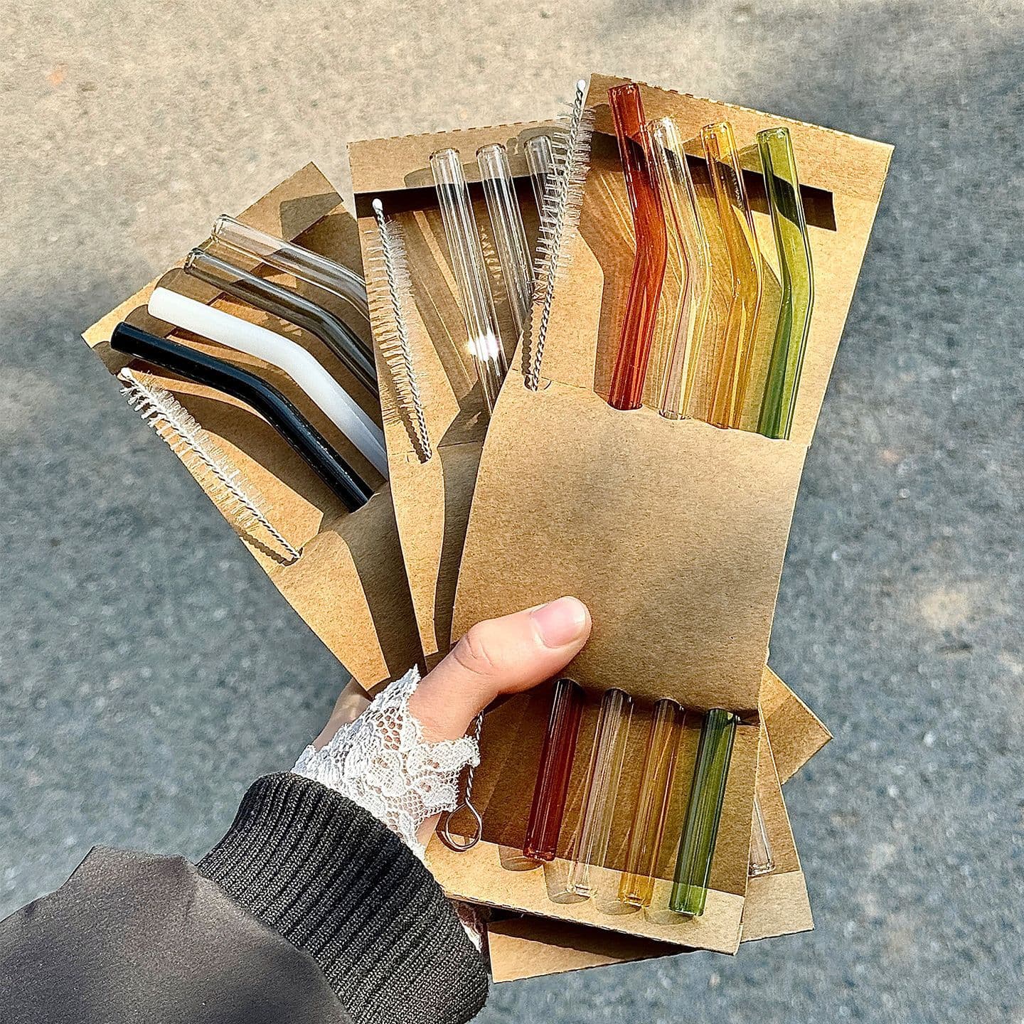 Borosilicate Glass Straws, Bent, Thickened, Food-Grade, High-Temperature Resistant, for Milk Tea and Beverages, Reusable Accessories, Wholesale