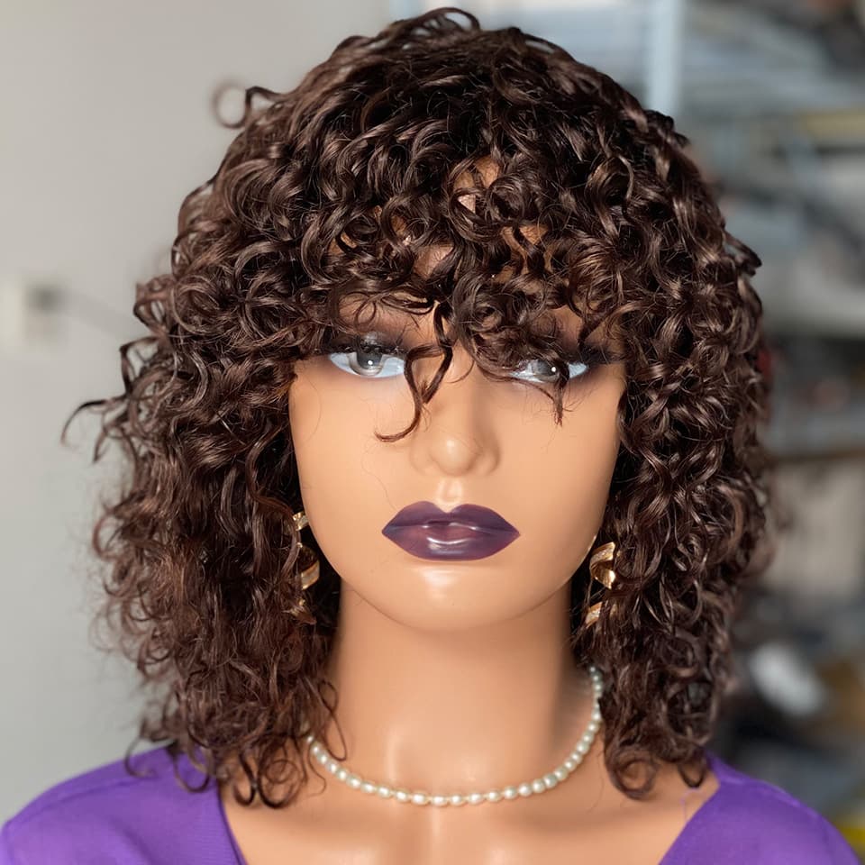 Short Curly Human Hair Wigs Natural Looking Realistic Hairpieces Can Be Dyed And Styled Suitable for Any Face Shape