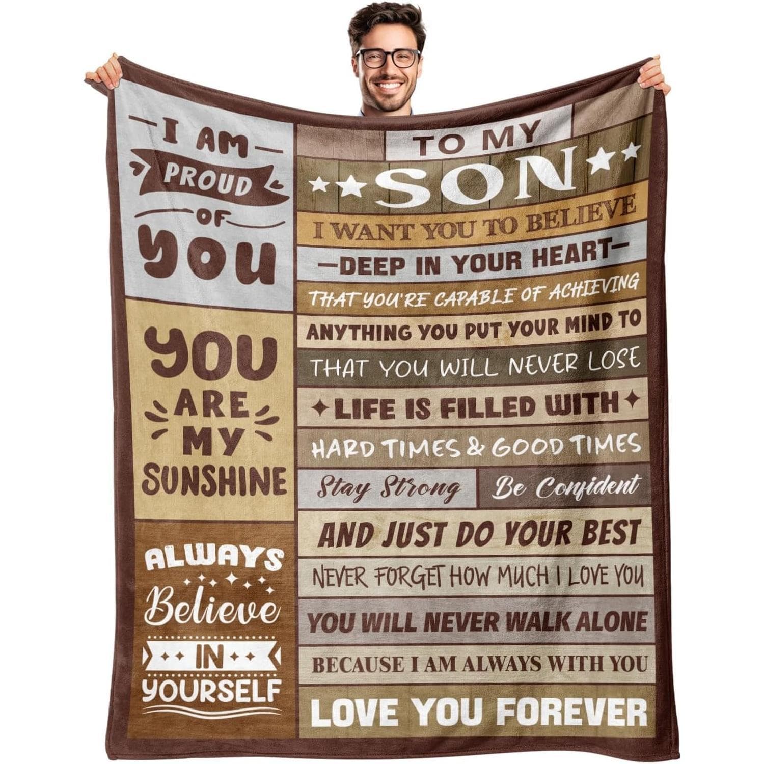 Adult Blanket for Son, Suitable for Birthday, Christmas, Valentine's Day, Graduation Heartwarming Gift