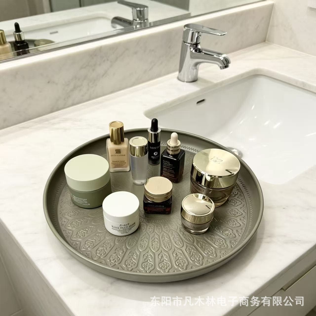 European Iron Round Storage Tray, Bathroom Vanity, Makeup Table Desktop Organizer, Home Snack Tray, Fruit Plate, Cross-border
