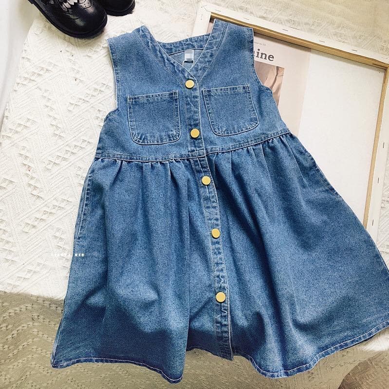 Ready-stock girls denim skirt vest skirt summer baby girl shirt suspender skirt two-piece dress children's spring clothing
