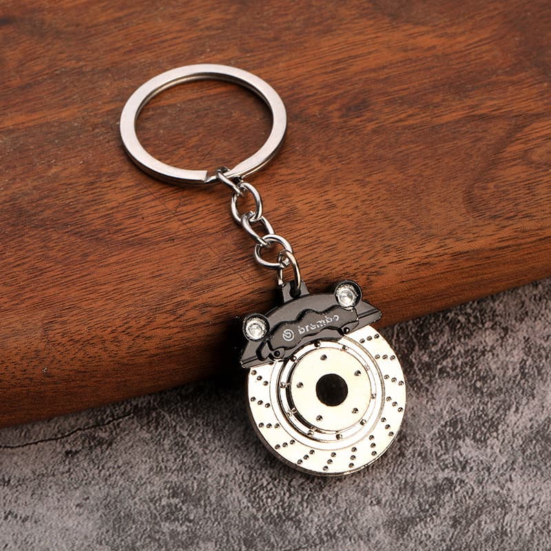 Creative Metal Keychain Turbo Gear Shift Wheel Hub Brake Disc Shock Absorber Caliper Car Keychain Pendant Wholesale