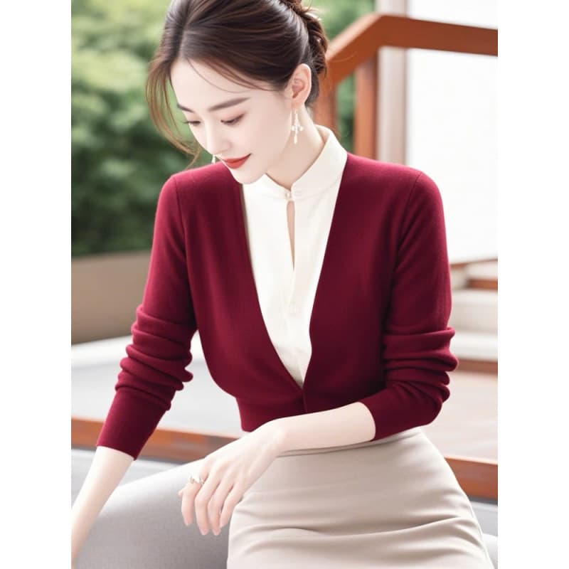Winter Outfit Set - Unique, Exquisite, High-End Look, Stunning Red Two-Piece Knit Sweater Style
