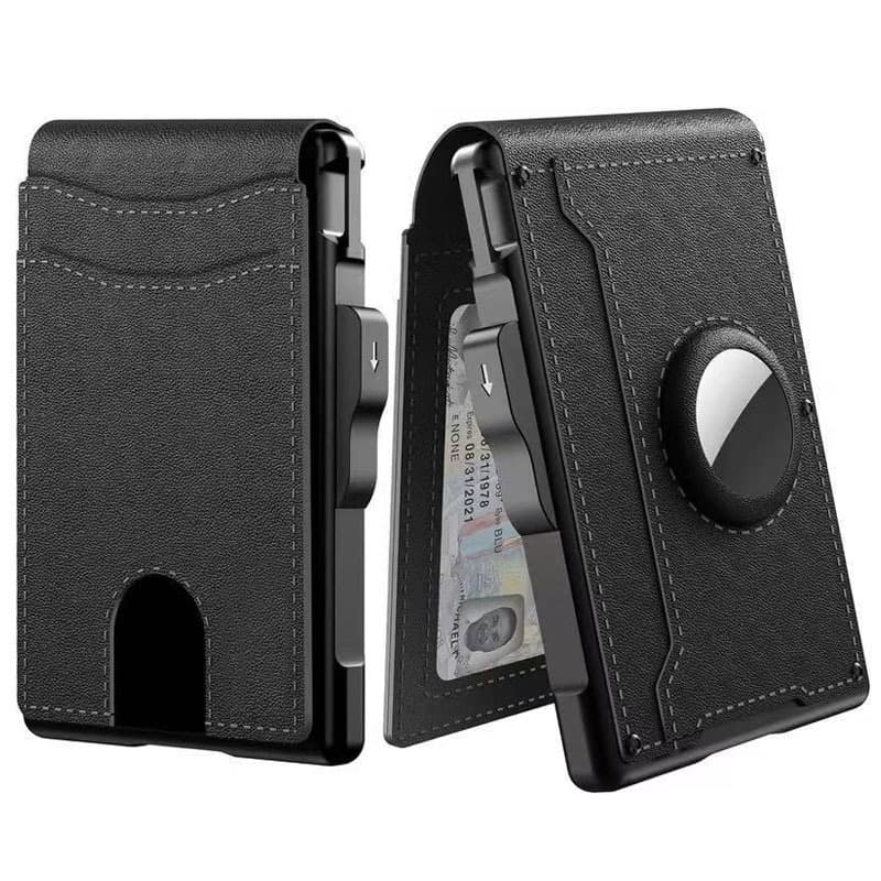 Cross-Border Hot-Selling RFID Men's Card Holder, Metal Anti-Magnetic Anti-Theft Automatic Card-Ejecting Wallet, Credit Card and Business Card Case Wallet