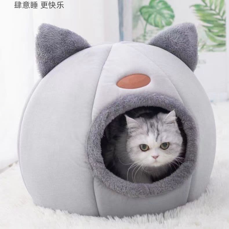 Cute Cat Cave Pet Bed Winter Semi-Enclosed Warm Fleece Pet Bed Pet Supplies Dog Bed Cat