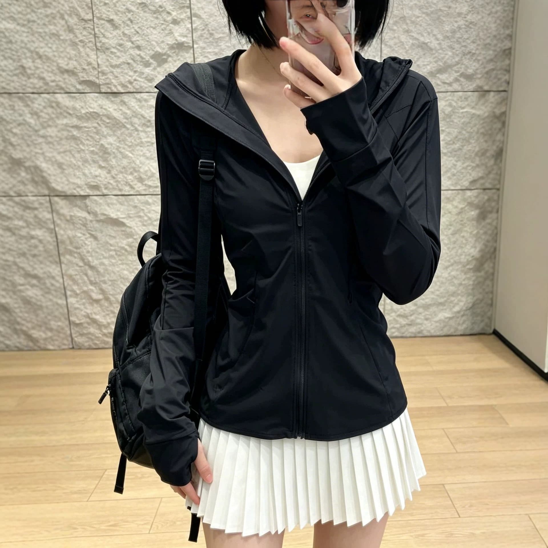 Black Skin Jacket for Women Summer 2026 New Style Slim Fit Thin Lightweight Windbreaker Cool Touch Quick Dry Hooded Coat