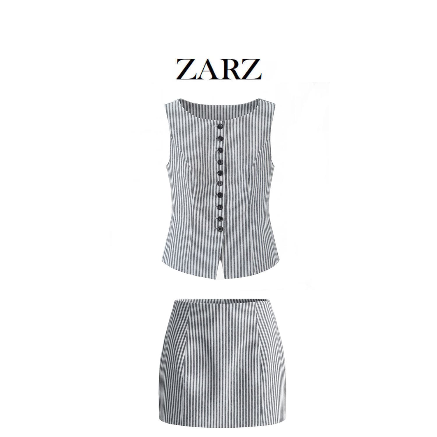 ZARZ homemade European and American style new women's clothing sleeveless vest vest top slimming high waist skirt