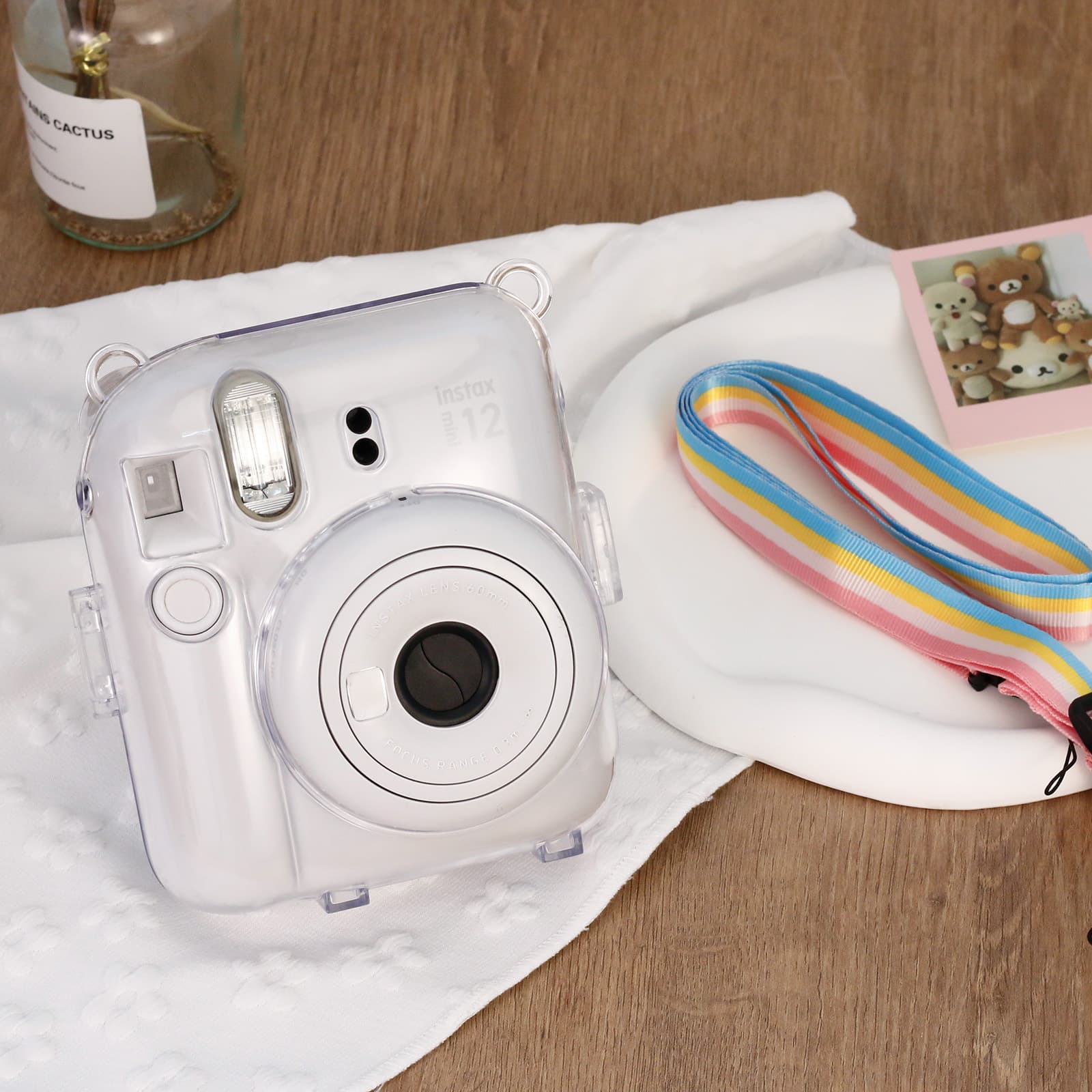 New Fujifilm Instax Mini 12 Transparent Protective Crystal Clear Case Compatible with Instax Camera Bag
