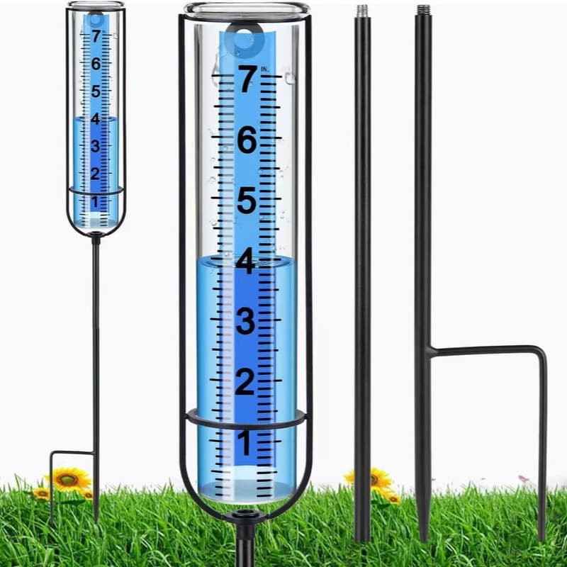 Outdoor Rain Gauge with Iron Rod, Anti-fall, Anti-sun, Anti-scratch, Portable Digital Rain Gauge (Other items not as pictured)