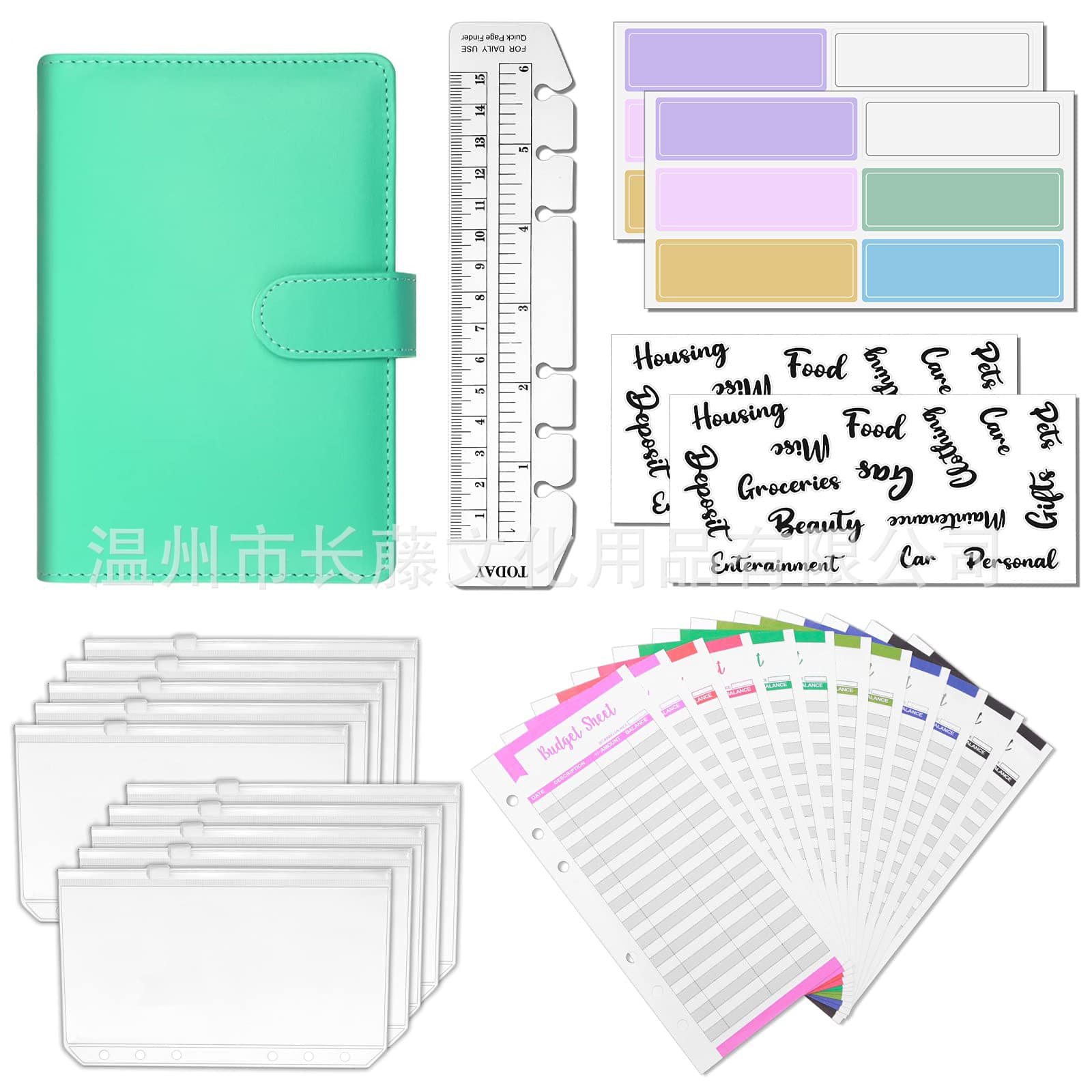 Cross-border spot PU macaroon loose-leaf notebook hand book budget book cash budget binder save money plan.