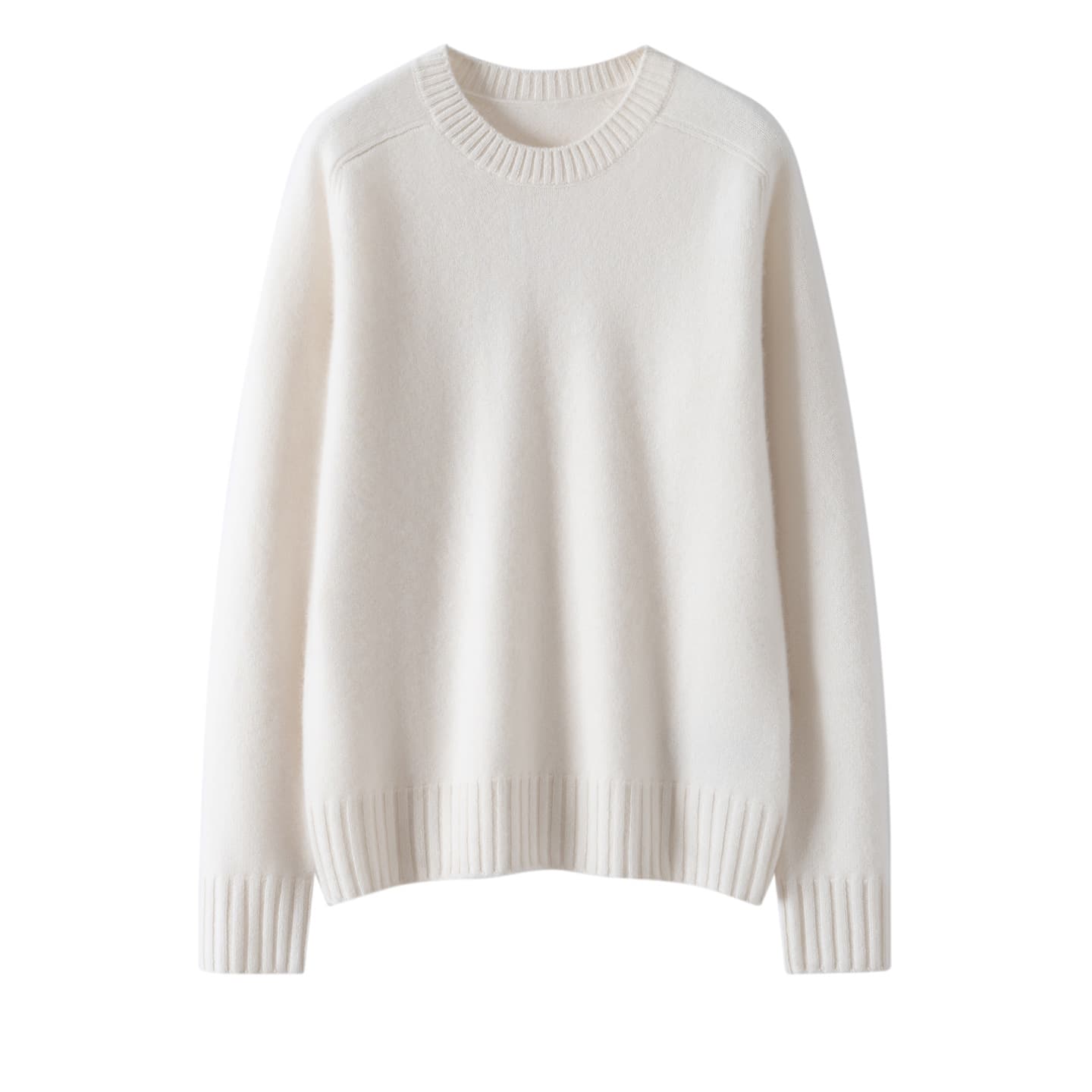 Women's 100% Pure Cashmere Crew Neck Thickened Saddle Shoulder Loose Knit Solid Color Cashmere Sweater