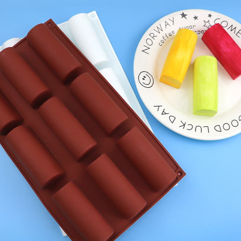 Wholesale 9-Cavity Cylindrical Semi-Cylindrical Long Strip Silicone Cake Mold Chocolate Tube Mold Lipstick Tube Mold