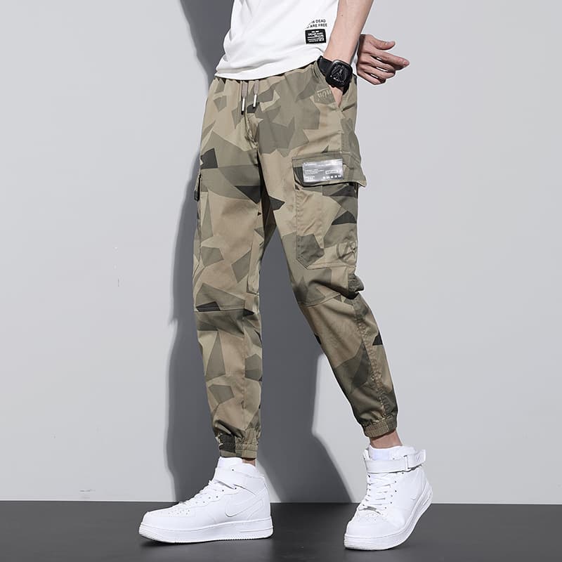 Men's Casual Trousers Korean Trend Camouflage Harajuku Pants 2021 Spring Summer New Sport Waist Binding Men's Cargo Pants