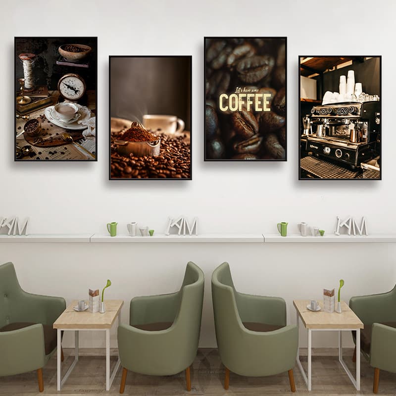 Poster Milk Tea Culture Coffee Display Art Elements Hanging Decor, Shop Coffee, Coffee Bean Theme Hall Creative Mural