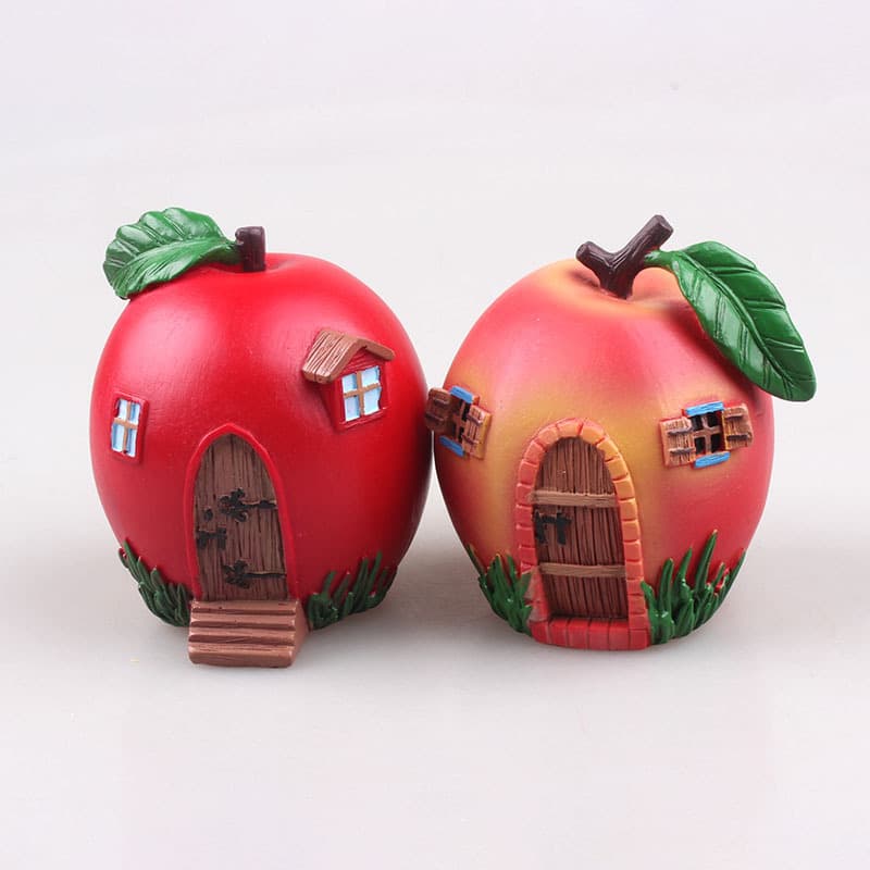 Factory direct supply of flower gardening placement tree colorful mushroom house resin gardening decoration flower landscaping red apple house