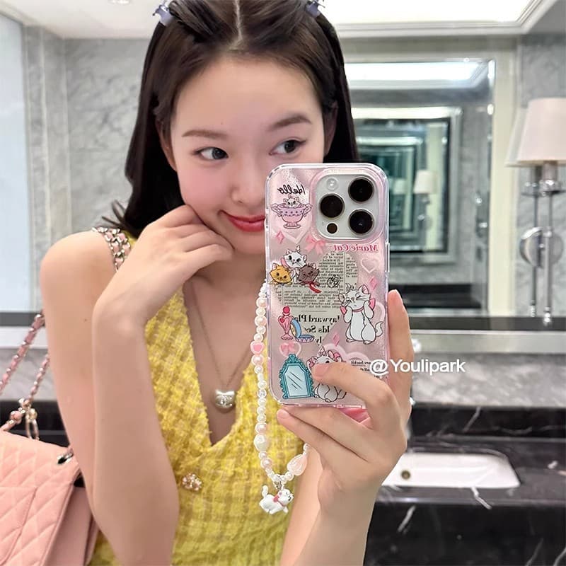 Cute girl new pink cartoon Mary cat suitable for Apple 16 mobile phone case ihone15promax new 14/13