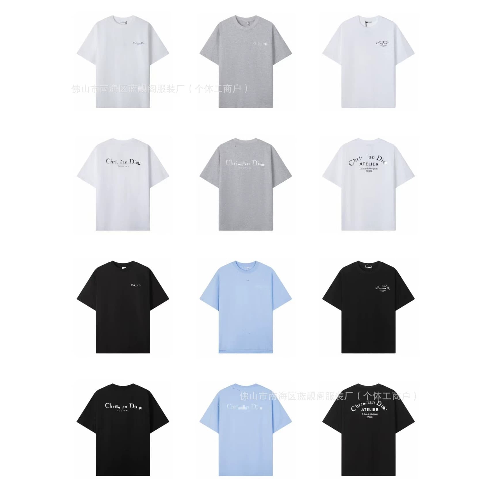 Cross-Border Exclusive Supply of D-Brand High-Quality Pure Cotton Double Yarn D-Brand Classic Cd Embroidered T-Shirts, Heavyweight Loose-Fit Unisex Short-Sleeve Shirts