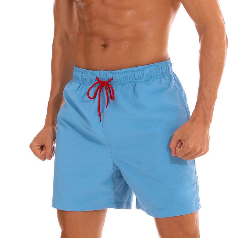 2024 New Men's Casual Shorts Solid Color Simple Triangular Lined Waterproof Beach Pants Shorts Men's Wholesale