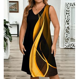 Cross-border Sleeveless Print V-Neck Vest Dress Plus Size Women's Casual Nightgown Home Wear Pajamas