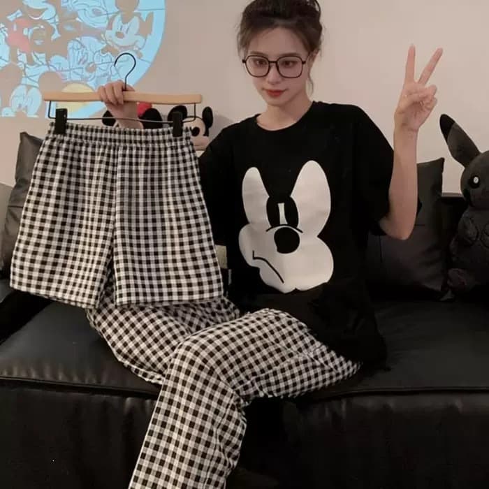 Factory Wholesale Imitation Cotton Pajamas Summer Comfortable Cartoon Pajamas for Women Short Sleeve Short Pants Round Neck Three-Piece Set Homewear