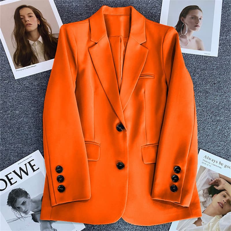 Orange-Red Blazer for Women, 2026 Spring/Autumn New Casual Style, Korean Fashion Jacket