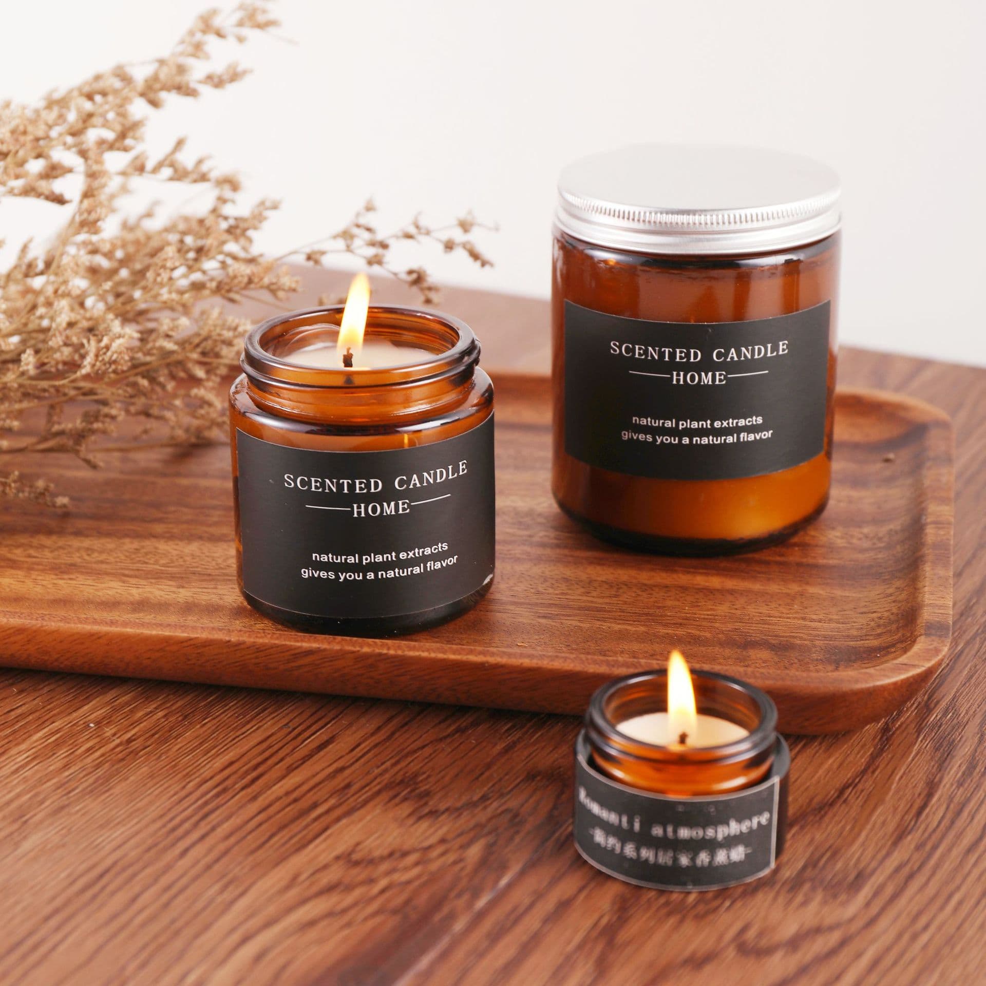 Factory Cross-Border European and American Brown Glass Candle Gift Box Soy Wax Candle Wholesale Gift Souvenir Home Use Drop Shipping